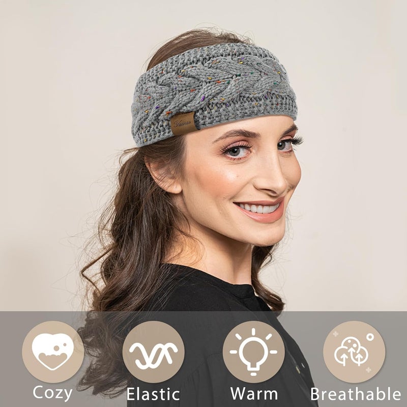 YSense 4 Pack Womens Ear Warmer Headband, Cable Knit Winter Headbands Fleece Lined Ear Warmers Stocking Stuffers for Women - Image 5